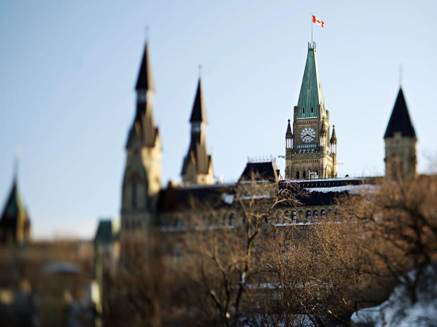 Peace Tower over West Block on Parliament Hill in Ottawa, Feb. 22, 2019. Photograph by Blair Gable/The Globe and Mail