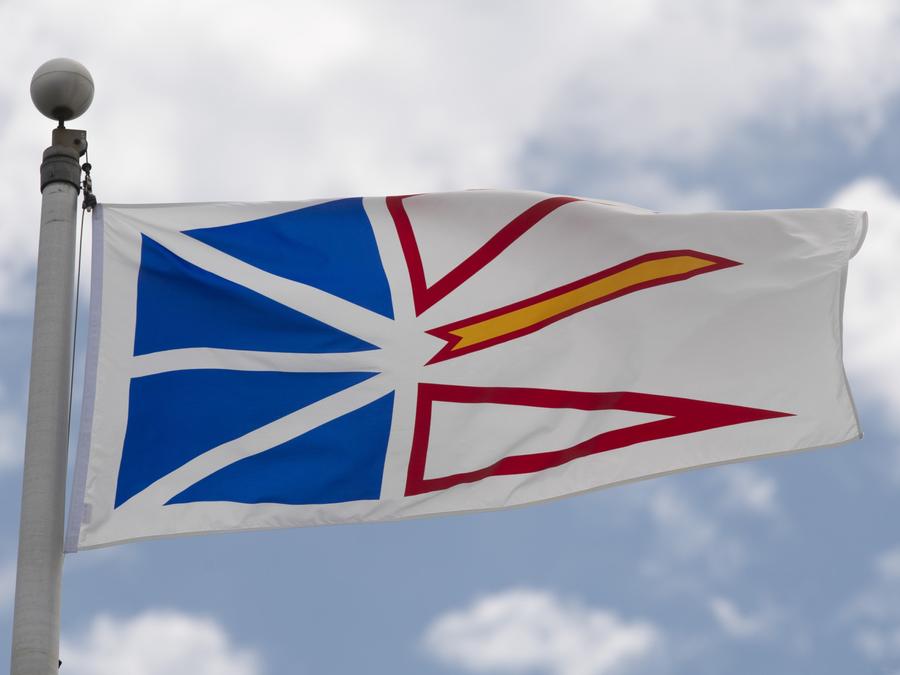 Newfoundland and Labrador's provincial flag flies on a flag pole in Ottawa. Adrian Wyld/The Canadian Press