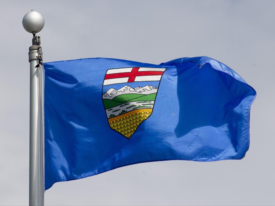 Alberta's provincial flag flies on a flag pole in Ottawa, June 30, 2020. Adrian Wyld/The Canadian Press